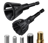 GOLD DEER 2Pcs Deburring Tool Chamfer Tool 1/8"- 3/4" and 1/4"- 1" Tungsten Carbide Chamfering Drill Bit Fast Hex Shank Deburr Drill Bit External Burr Removal for Metal Rod Bolt Pipe 3D Printing PVC