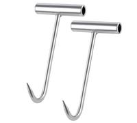 GOLD DEER 2PCS T-Handle Meat Boning Hook Stainless Steel T Hooks T-Shaped Butcher's Hook for Easy Processing for Kitchen Butcher Shop Restaurant BBQ Tool