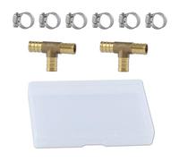 GOLD DEER 2PS 1/2" Brass Barb Tee Fittings ID Hose Pipe Fitting T-Shaped 3 Ways Hose Barb Reducer 3 Way Union Intersection Fitting Barbed Tee Connector with 6 PCS Hose Clamp for Oil Water Air
