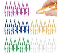 GOLD DEER 30Pcs 4.05Inch Plastic Forceps Tweezers,6 Assorted Colors Craft Forceps Tools for Beading Projects Craft for Handmade DIY Crafts Jewelry Making Manual Creative Game Tool