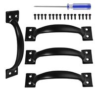 GOLD DEER 4 Pcs Cabinet Door Handles, Black Curved Gate Pulls, Vintage Drawer Pulls, Door Handles Bow Handle Pull Doors Hardware for Furniture Cabinets Kitchen Drawer Dresser Gate and Barn Doors