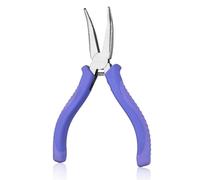 GOLD DEER 5 Inch Bent Nose Pliers Serrated Jaw 45 Degree Curved Needle Nose Pliers Macaron Purple Handle for Hard to Reach Places, Jewelry Making, Electronics, Fishing Hook Remover, and DIY Crafts
