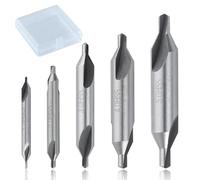 GOLD DEER 5PCS Center Drill Bits Set 60-Degree Angle Center Drill Bits Kit 1/2/3/4/5mm Countersink Tools Angle Countersink Mill Tooling Set for Lathe Metalworking with Storage Box