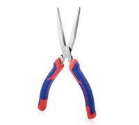 GOLD DEER 7 Inch Long Flat Nose Pliers with Serrated Jaw Extended Head Duckbill Pliers Clamping Bending Precision Jewelry Making Hand Tools Beading Hobby Work Craft Supplies TPR Handle