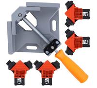GOLD DEER 90° Corner Clamps for Woodworking，Adjustable Aluminum Alloy Wood Clamps for Framing, Welding, Cabinetry, Furniture Making，Non-Slip Rubberized Handle，Includes 4 Plastic Corner Clips