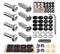 GOLD DEER Anti-Theft License Plate Screw Kits Rustproof Stainless Steel Car Tag Plate Mounting Hardware Tamper-Proof Fastener Nut Fasteners for Front/Rear Frame Holder Mounting