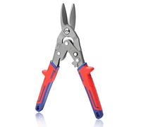 GOLD DEER Aviation Tin Snips Straight Cutting Metal Sheet Cutter High Leverage Aviation Tin Snips Cut Steel Cutter Snippers Metal Roofing Cutting Tools with Safety Latch Hanging Hole