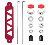 GOLD DEER Battery Hold Down Kit, Aluminum Alloy Battery Tie Down Mount Bracket, Batterys Hold Down Bracket with J Bolts, Universal 8.5" Triangular Five-Hole Car Batterys Holder Kit(Red）