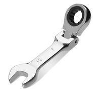 GOLD DEER Flex Head Stubby Ratcheting Combination Wrench 12mm 72-Teeth Ratcheting Combination Wrench Spanner CR-V Steel for Fasteners Nut Bolt, Ideal for Automotive Repair and Maintenance