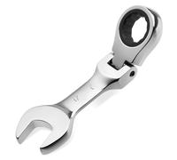 GOLD DEER Flex Head Stubby Ratcheting Combination Wrench 17mm 72-Teeth Ratcheting Combination Wrench Spanner CR-V Steel for Fasteners Nut Bolt, Ideal for Automotive Repair and Maintenance