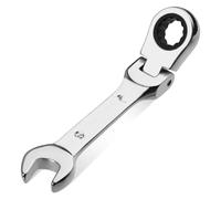 GOLD DEER Flex Head Stubby Ratcheting Combination Wrench 9mm 72-Teeth Ratcheting Combination Wrench Spanner CR-V Steel for Fasteners Nut Bolt, Ideal for Automotive Repair and Maintenance