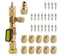 GOLD DEER Valve Core Remover Installer Tool with Dual Size SAE 1/4 & 5/16 Port Valve Core Removal Tool Schrader Valve Removal Tool Hvac Tools,20 PCS Valve Cores and 10 PCS Brass Nuts