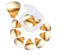 gold Desert Bright Sunshine Print Guitar Picks Set of 12 with Organizer Storage Box, Guitar Accessories, Ukulele for Acoustic Guitar, Bass, St. Day Gift