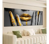 Gold Diamond Art Kits Adults, 180x90cm Lips Large Diamond Painting Kit with Square Diamonds, Full Drill DIY Gem Art Crystal Cross Stitch Embroidery Kit Crafts for Adults, Home Room Decor, Gifts 0R-266
