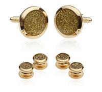 Gold Diamond Dust Tuxedo Cufflinks and Studs