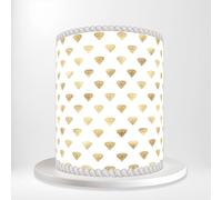 Gold Diamonds Wrap Around Print A4 Edible Paper Icing Sheet Cake Topper Side Ribbon Border Decor for Personalised Themed Decorations