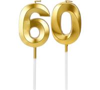 Gold Digital 60th Birthday Cake Candles - Number 60 Smokeless, Environmental Protection