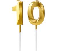Gold Digital Birthday Cake Candles - Number 10 Smokeless Environmental Protection Birthday Candle for Cake
