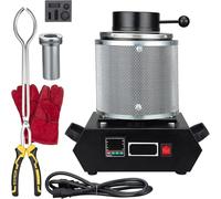 Gold Digital Melting Furnace,1500w 1150℃ /2102 ℉ Electric Auto Smelting Furnace Tools,Casting Refining Machine With Graphite Crucible 1/2/3 Kg,For Gold Silver Aluminum Copper Metal(With-netting,2kg)
