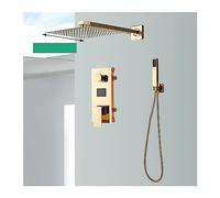 Gold Digital Shower Faucet Rainfall Shower System Wall-Mounted Concealed Mixer with Tub Spout 2-Way 16 Inch for Luxury Bathroom Experience
