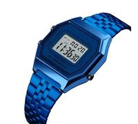 Gold Digital Watch for Men and Women, Vintage LED Display Wristwatch with Metal Band, Waterproof 30M, Alarm, Stopwatch, Calendar, Luminous Light, 12 and 24 Hour Format(Blue)