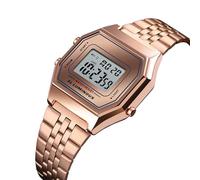Gold Digital Watch for Men and Women, Vintage LED Display Wristwatch with Metal Band, Waterproof 30M, Alarm, Stopwatch, Calendar, Luminous Light, 12 and 24 Hour Format(Rose)