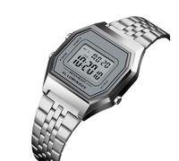 Gold Digital Watch for Men and Women, Vintage LED Display Wristwatch with Metal Band, Waterproof 30M, Alarm, Stopwatch, Calendar, Luminous Light, 12 and 24 Hour Format(Silver 1)