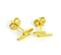 Gold Dipped Sterling Silver Lightning Bolt Stud Earrings
