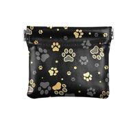 Gold Dog Paw Print and Star PU Leather Change Purse Fancy Card Cases Money Organizers for Women Boys Girls, Gold Dog Paw Print And Star, One Size, Modern
