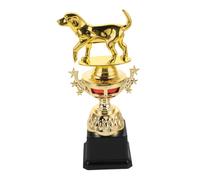 Gold Dog Trophy First Place Award with Standing Topper and Black Base