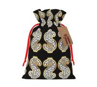Gold Dollar Sign Drawstring Gift Bags Small Item Treats Wrapping Storage Bags Christmas Birthday Party Holiday