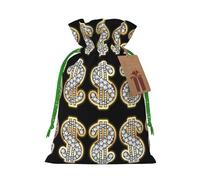Gold Dollar Sign Drawstring Gift Bags Small Item Treats Wrapping Storage Bags Christmas Birthday Party Holiday