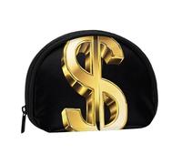 Gold Dollar Sign Full Format Printed Polyester Portable Mini Storage Bag Shell Shaped Wallet Small Coin Wallet Shell Storage Bag