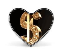 Gold Dollar Sign Heart Shape Lapel Pin Personalized Pinback Button Badges Retro Punk Button Pin Kawaii Heart Badges for Men Women Clothes Bags Hats & Gift