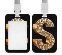 Gold Dollar Sign Id Badge Holder,Name Tag Holder with Detachable Lanyard,Waterproof Design Id Card Holder for Office, Workplace
