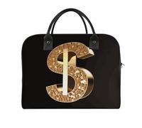 Gold Dollar Sign Laptop Tote Bag Casual Travel Handbag Multi Pocket Shoulder Bags for Work Travel