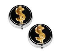 Gold Dollar Sign Print Print Pill Box 3 Compartment Medicine Pill Case,Portable for Pocket Or Purse Pill Organizer Decorative Metal Medicine Vitamin Organizer Unique Gift