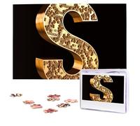 Gold dollar sign1 Puzzles 1000 Pieces Personalized Jigsaw Puzzles Photos Puzzle for Adults Challenging Picture Puzzle with storage bag Puzzles for Men Women Home Decor (10.2" x 15")