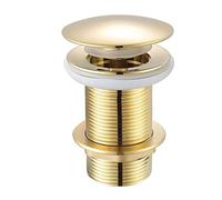 Gold Dome Unslotted Basin Waste with Brass Nut - Luxurious Bathroom Sink Drain, Gold Finish, Brass Construction, Ideal for Basins Without Overflow