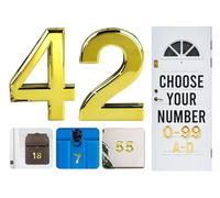 Gold Door Numbers Stick On, 0-99, Letters A, B, C, D, 3'' House Numbers Self Adhesive Stickers, For Doors, Mail Boxes, Hotel Rooms (42)