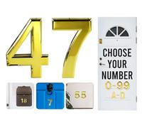 Gold Door Numbers Stick On, 0-99, Letters A, B, C, D, 3'' House Numbers Self Adhesive Stickers, For Doors, Mail Boxes, Hotel Rooms (47)
