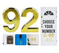 Gold Door Numbers Stick On, 0-99, Letters A, B, C, D, 3'' House Numbers Self Adhesive Stickers, For Doors, Mail Boxes, Hotel Rooms (92)