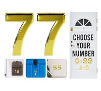Gold Door Numbers Stick On, 0-99, Letters A, B, C, D, 3'' House Numbers Self Adhesive Stickers, For Doors, Mail Boxes, Hotel Rooms (77)