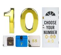 Gold Door Numbers Stick On, 0-99, Letters A, B, C, D, 3'' House Numbers Self Adhesive Stickers, For Doors, Mail Boxes, Hotel Rooms (10)