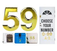 Gold Door Numbers Stick On, 0-99, Letters A, B, C, D, 3'' House Numbers Self Adhesive Stickers, For Doors, Mail Boxes, Hotel Rooms (59)
