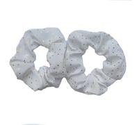 Gold Dot Fabric Hair Loop Hair Scrunchies Hair Bands Hair Ties Ropes Ponytail Holder For Women Or Girls(White 2pcs)