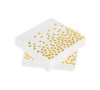 Gold Dots 60-Pack Golden Foiled 3-Ply Napkins - White, 33 x 33 cm for Parties & Celebrations