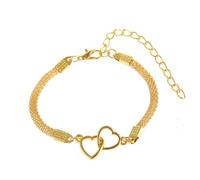 Gold Double Heart Ankle Bracelet, Gold-Coloured, Waterproof Diamond Rhinestone for Women, G/old Jewellery Anklet Bracelets for Women, Friendship Gift, Summer G/old Plated Adjustable Ankle Chains
