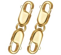 Gold Double Lobster Clasp Extender - 2 Pcs Gold Plated Double Clasps, 925 Sterling Silver Double Claw Clasps Bracelet Necklace Extension Connector, Jewelry Lobster Clasp Accessories for Jewelry Making