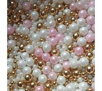 Gold dragees sprinkles Pink Sprinkles for Cake Decorating, White Pearl Sugar Cupcake, Cookies, Ice Cream Toppings, 120g/ 4.2 Ounces Cake Decorationss Baking for Christmas Wedding Shower